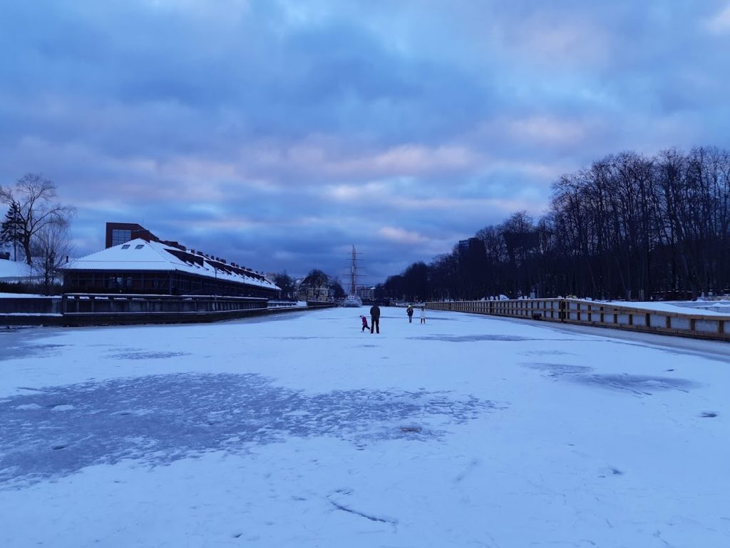 Užšalusi Danės upė, Klaipėda